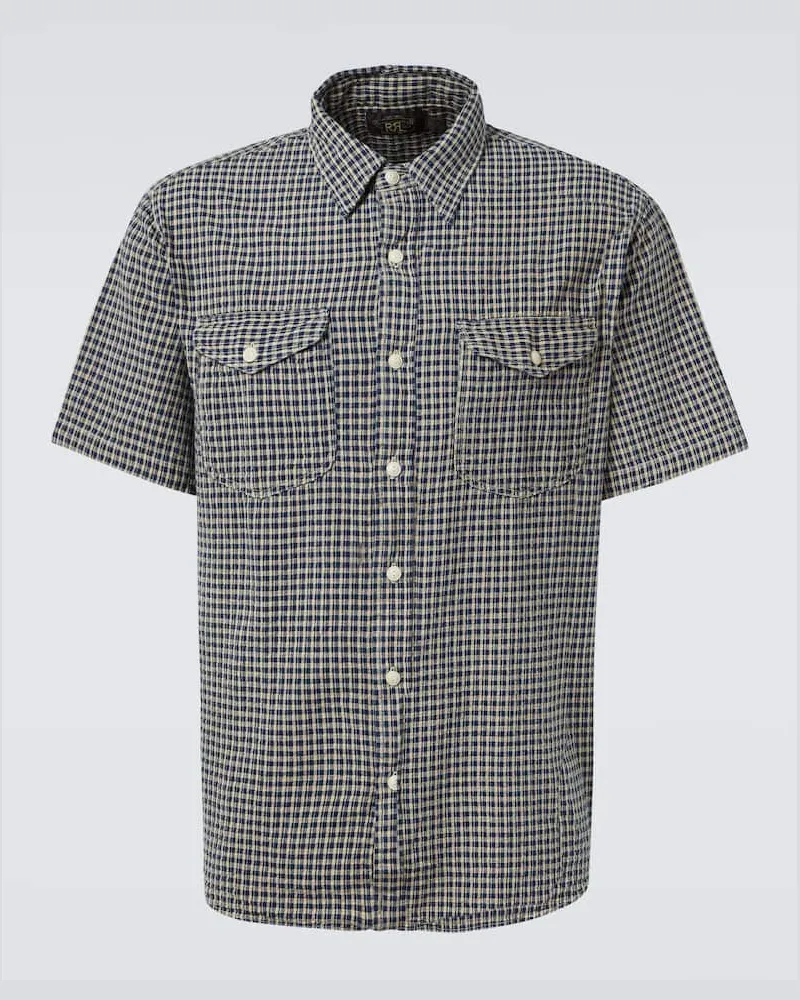 RRL Camicia in cotone e lino a quadri Blu