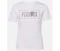 Maison Margiela T-shirt in jersey di cotone con stampa Bianco