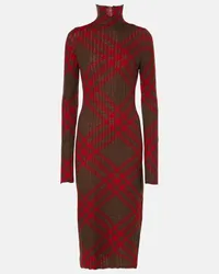 Burberry Abito midi Burberry Check in maglia Rosso