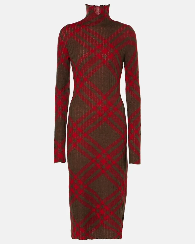 Burberry Abito midi Burberry Check in maglia Rosso