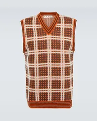 Marni Gilet in misto lana a quadri Rosso