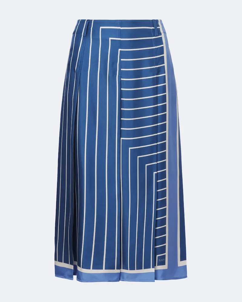 TOD'S Gonna midi in seta a righe Blu