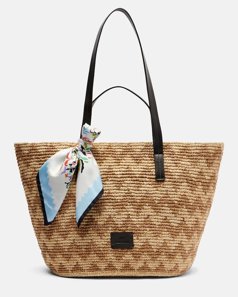Missoni Borsa a secchiello zig zag Large in rafia Beige