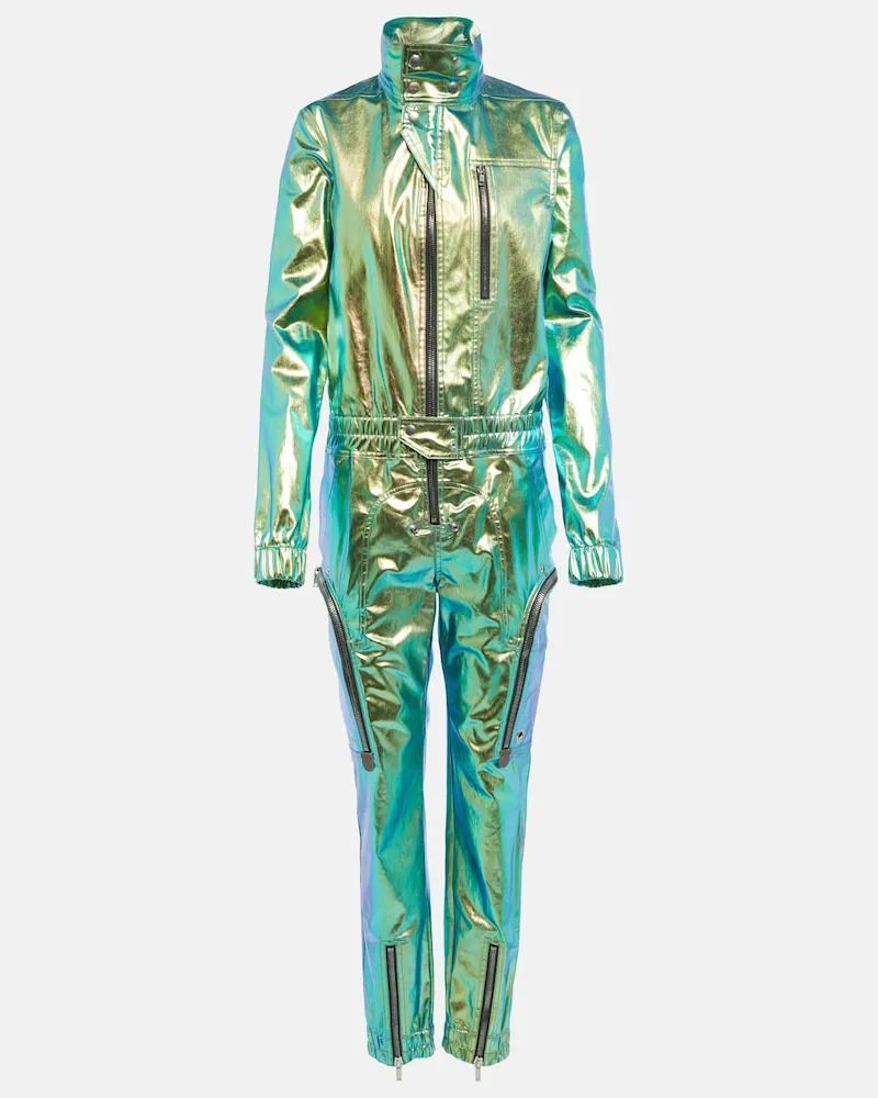 Rick Owens Jumpsuit in cotone metallizzato Blu