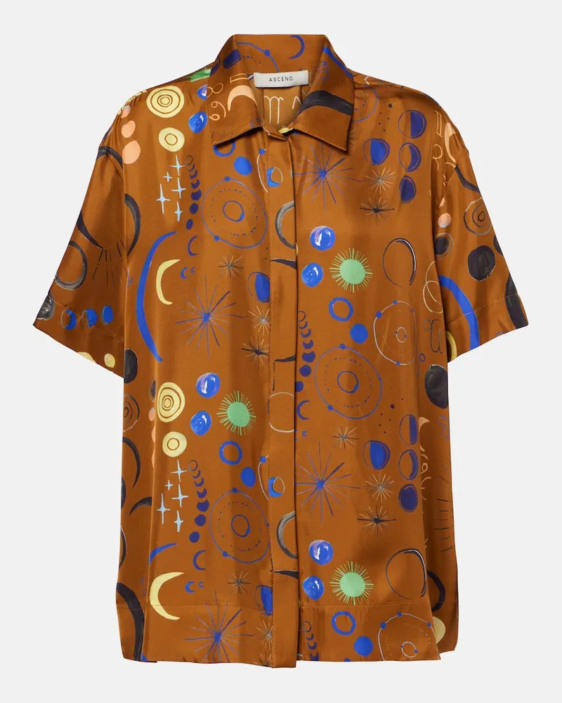 ASCENO Camicia Montauk in twill di seta Marrone