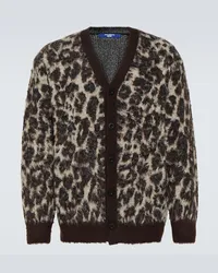 Junya Watanabe Cardigan in jacquard di misto cotone Nero