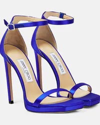 Jimmy Choo Sandali Alva 120 in raso Blu