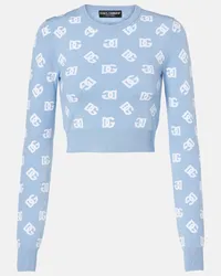 Dolce & Gabbana Pullover cropped con logo Blu