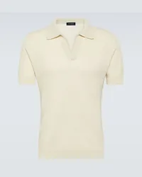 Thom Sweeney Polo in cotone e lino Bianco