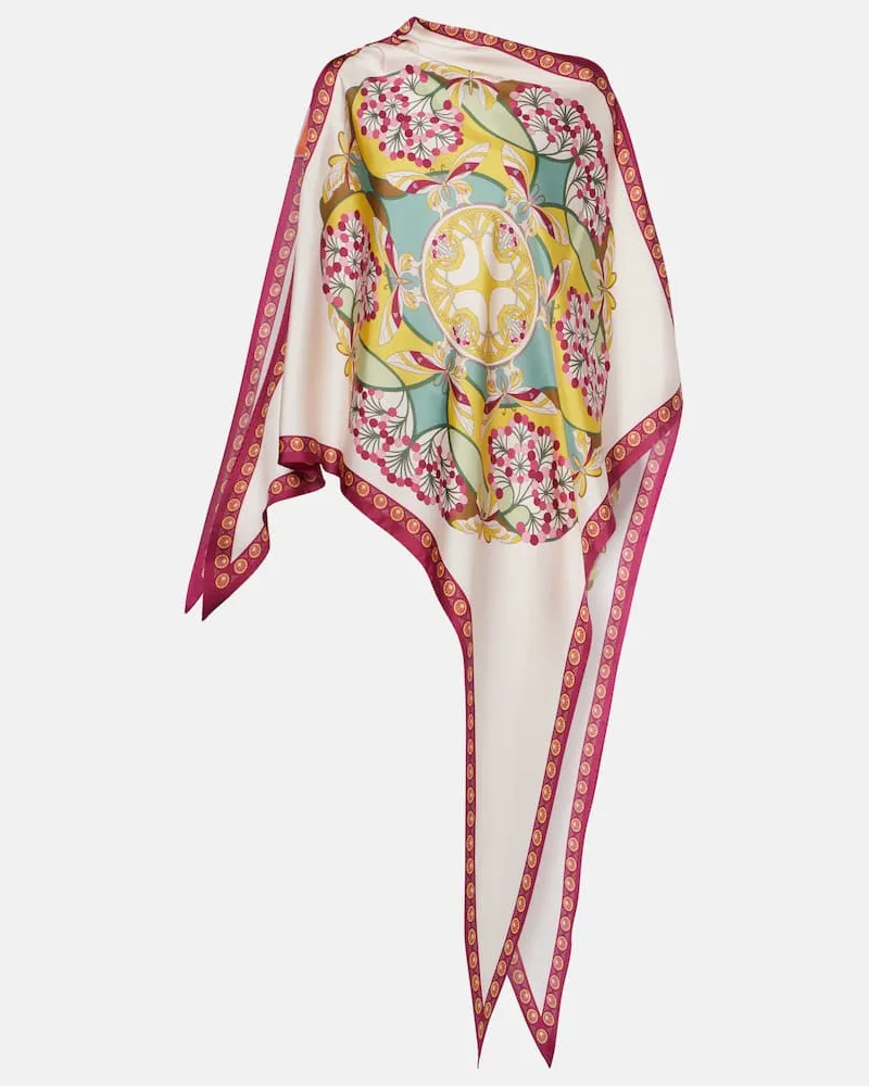 La DoubleJ Top asimmetrico Florette PlacÃ©e in twill di seta Multicolore