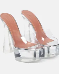 Amina Muaddi Mules Dalida Glass in PVC con plateau Bianco