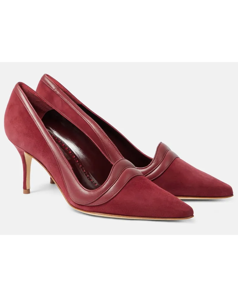 Manolo Blahnik Pumps Ajarafa 70 in suede e pelle Rosso