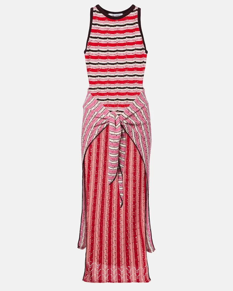 ATTICO Abito midi in cotone a righe Multicolore