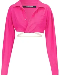 Jacquemus Camicia cropped Laurier in misto lino Rosa