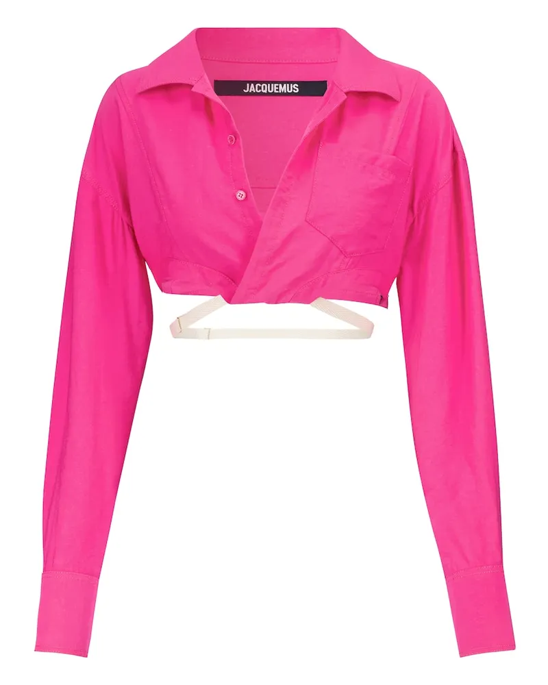 Jacquemus Camicia cropped Laurier in misto lino Rosa