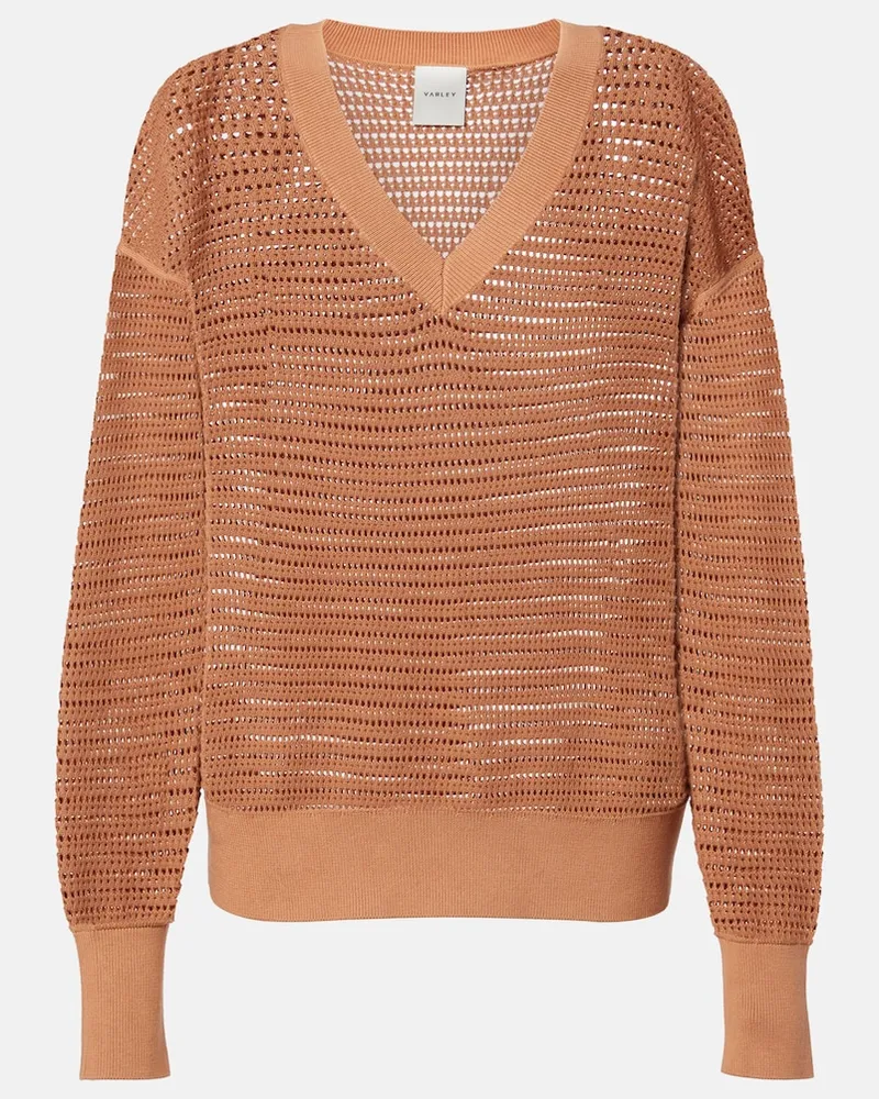 Varley Pullover Gaia in cotone traforato Marrone