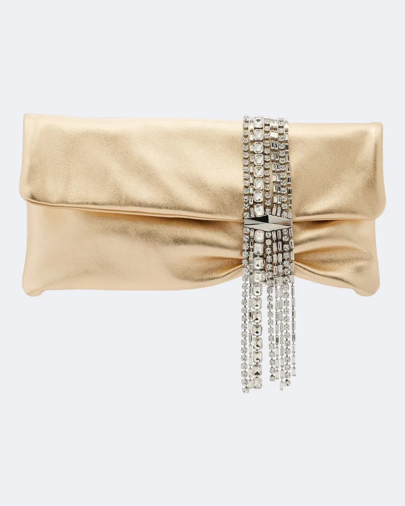 Jimmy Choo Clutch Zandra in pelle metallizzata Oro