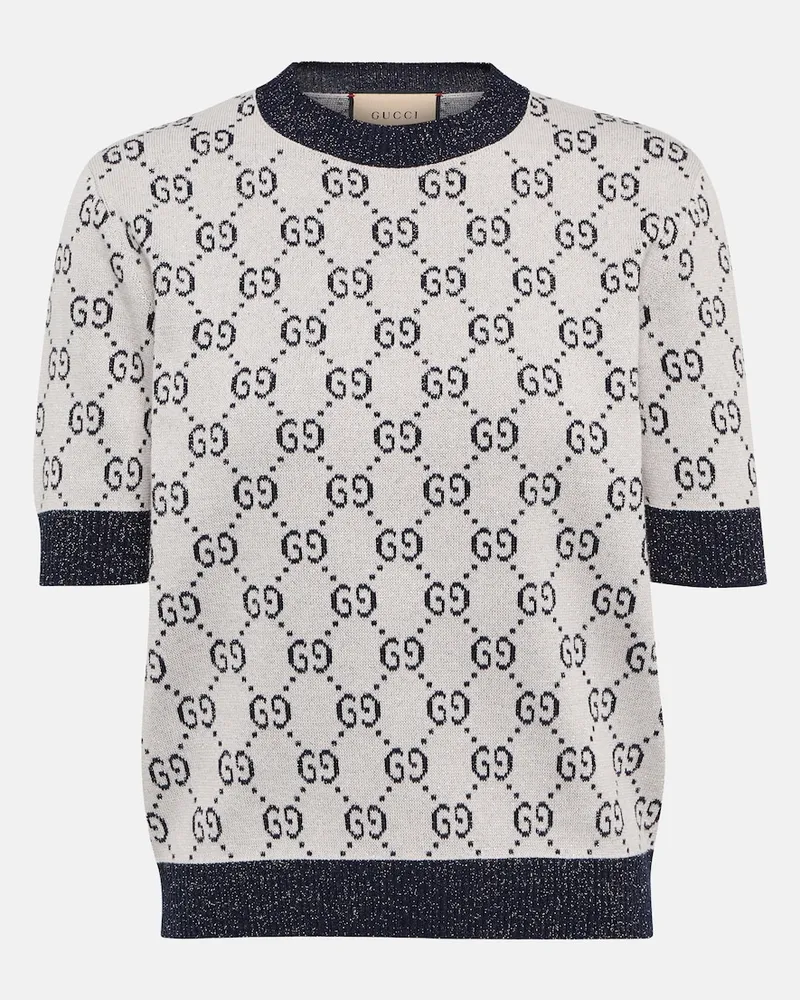 Gucci Top in cotone lamÃ© GG Grigio