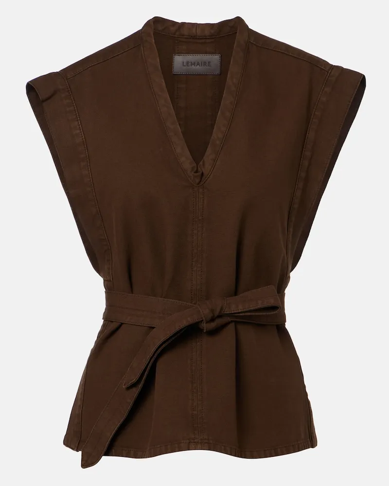Christophe Lemaire Top in twill di cotone Marrone