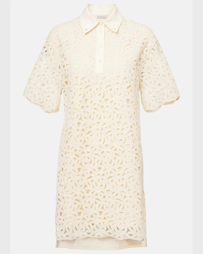 Moncler Abito corto in pizzo di misto cotone Bianco