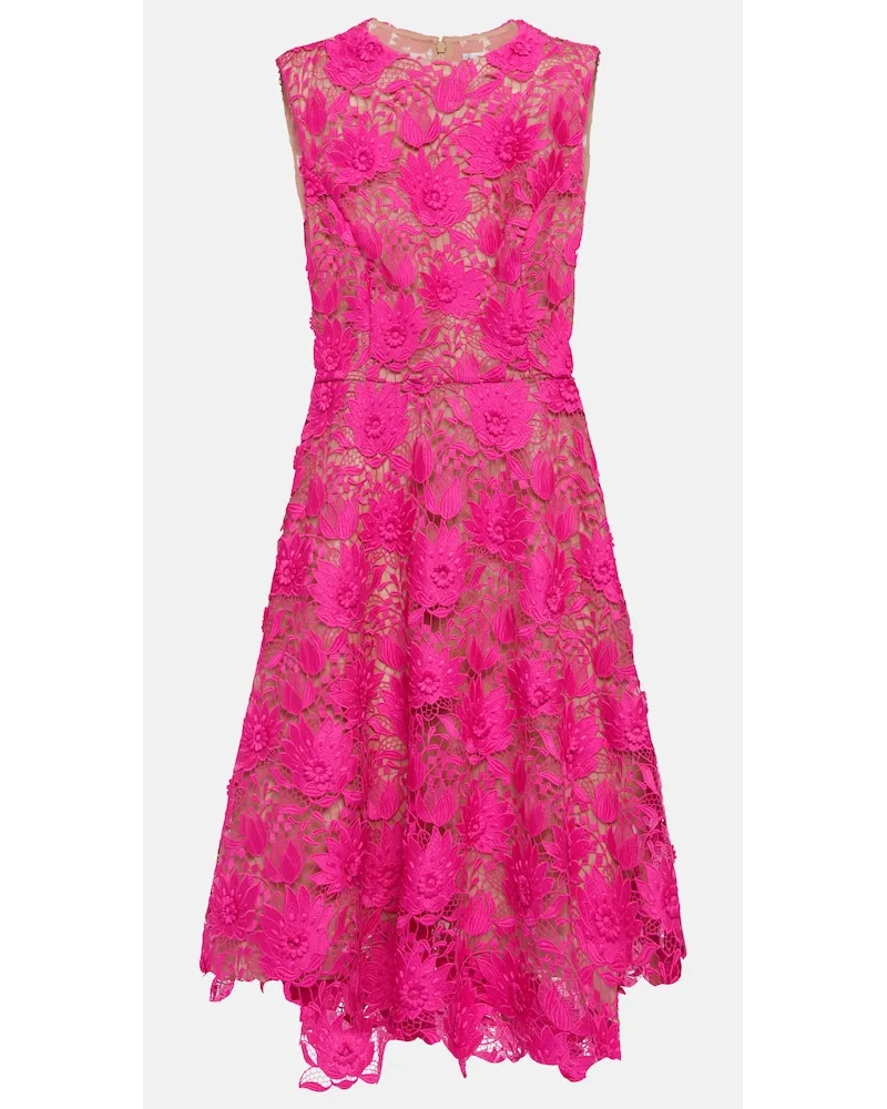 Oscar de la Renta Abito midi in pizzo Rosa