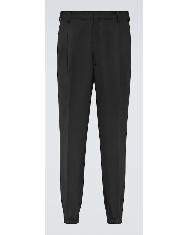 Prada Pantaloni slim in gabardine di lana Nero