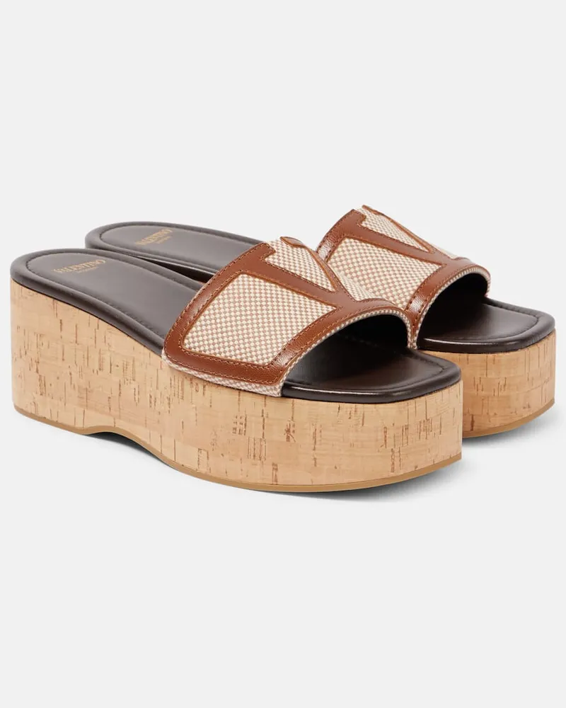 Valentino Garavani Sandali Viva Superstar in canvas e pelle Beige