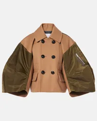 Sacai Giacca in twill e lana Beige