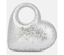 Aquazzura Clutch Heart con glitter Argento