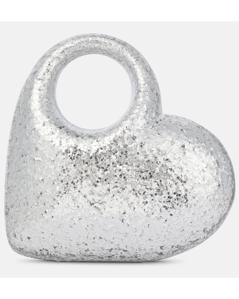 Aquazzura Clutch Heart con glitter Argento