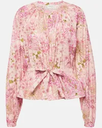 Giambattista Valli Blusa in cotone con stampa Rosa