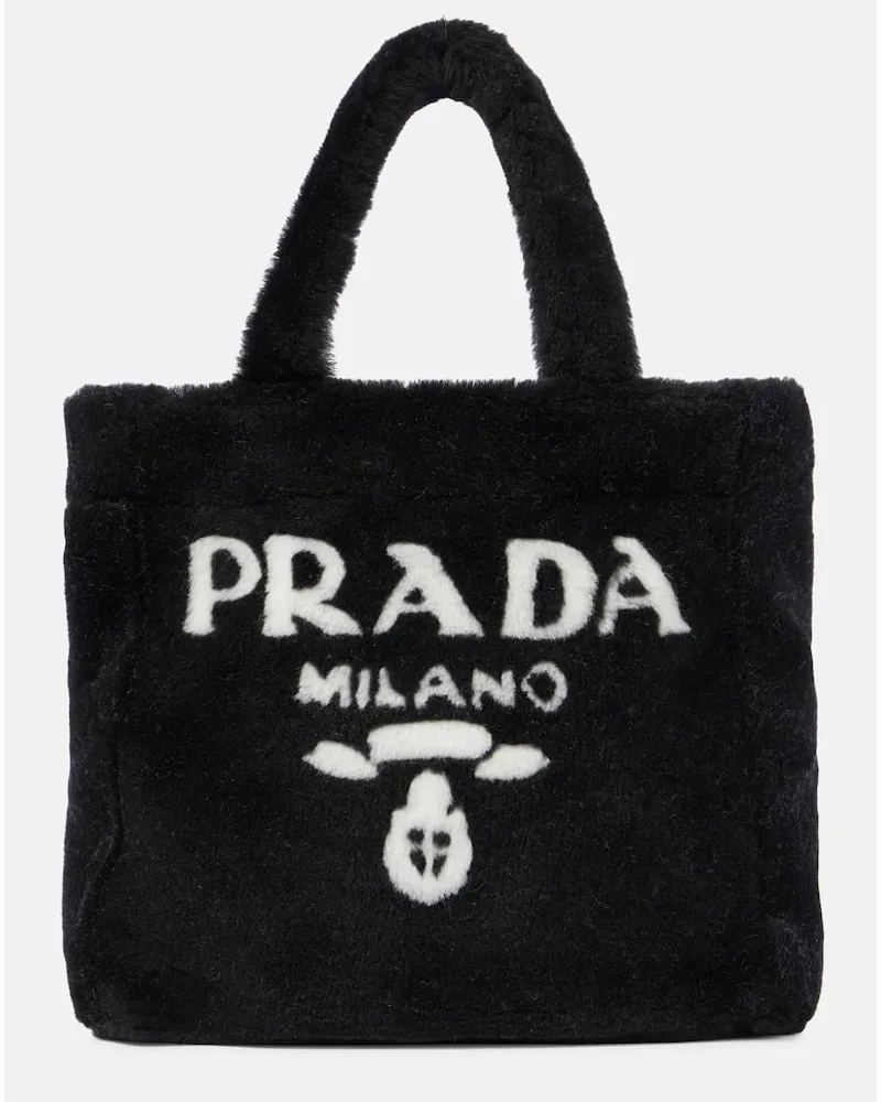 Prada Borsa in shearling con logo Nero