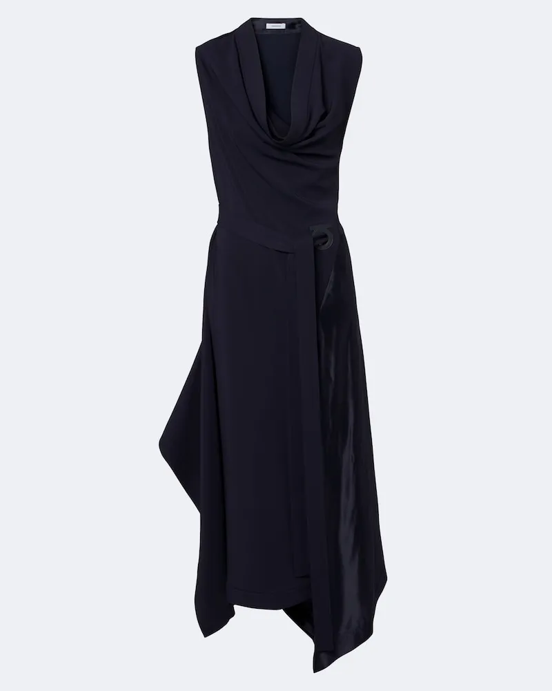 Ferragamo Abito midi in jersey con satin Blu