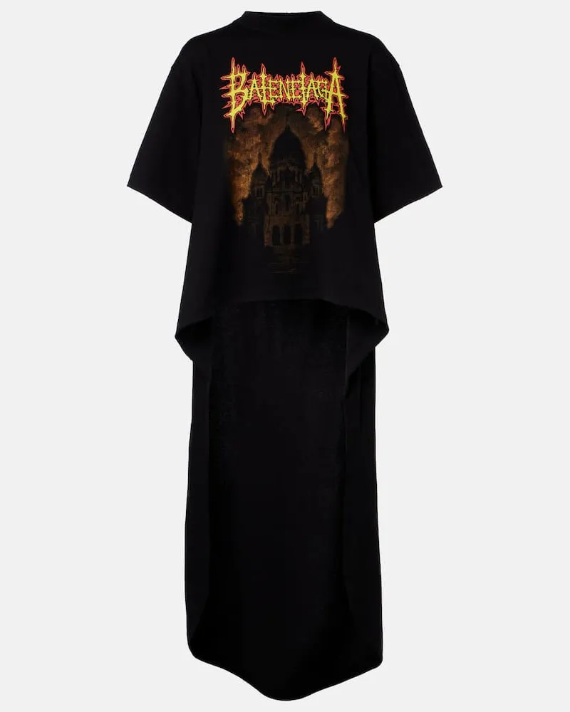 Balenciaga T-shirt in jersey di cotone con stampa Nero