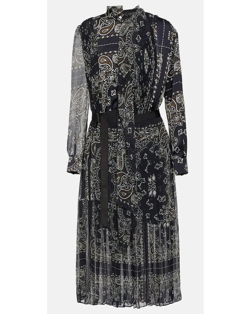 Sacai Abito midiÂ con stampa Blu