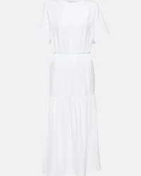 Max Mara Abito midi in jersey di cotone a balze Bianco