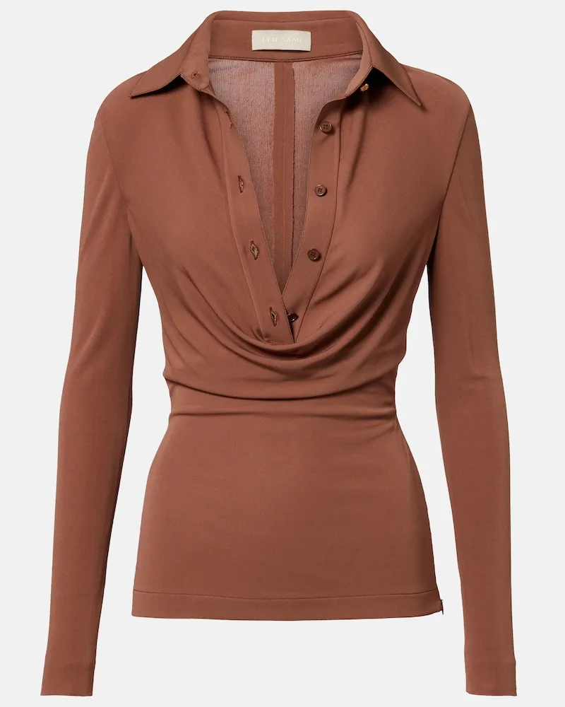 Elie Saab Top in jersey Marrone