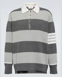 Thom Browne Pullover in lana jacquard a righe Grigio