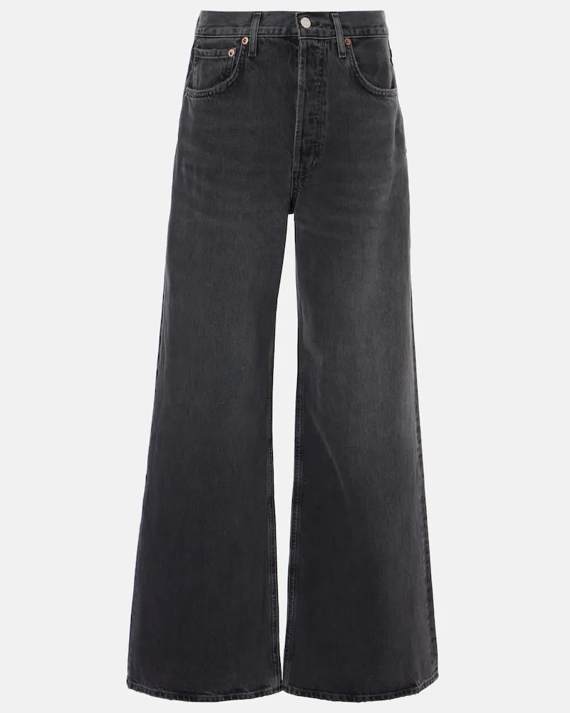 AGOLDE Jeans a gamba larga Dame a vita alta Nero