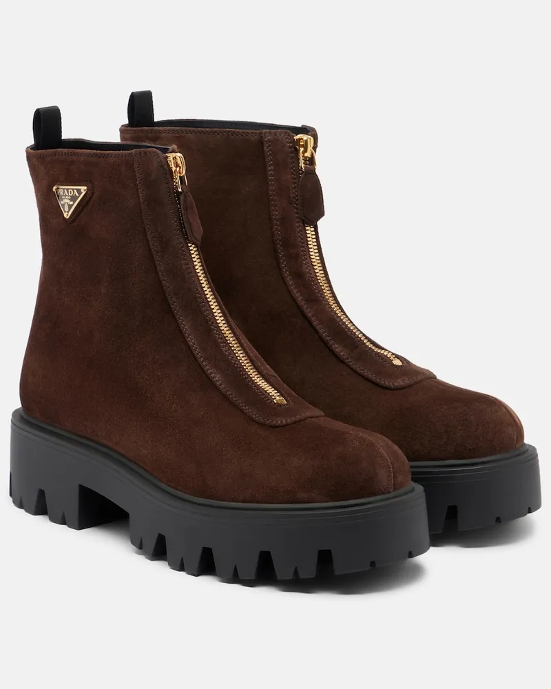 Prada Stivaletti platform in suede Marrone