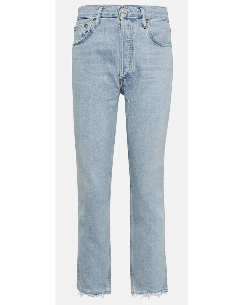 AGOLDE Jeans cropped Riley a vita alta Blu
