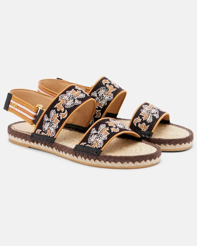 Valentino Garavani Sandali espadrillas Bribri in rafia con pelle Multicolore