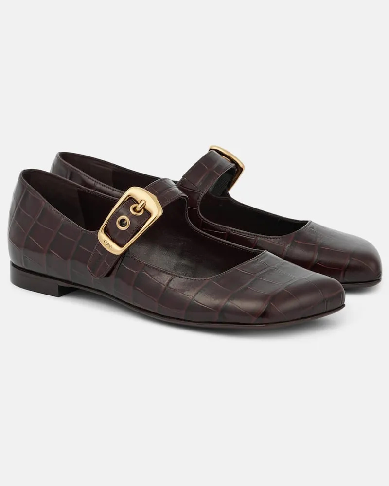 Chloé ChloÃ© Ballerine Mary Jane Polly in pelle stampata Marrone