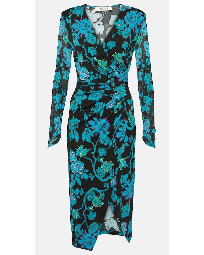 Diane von Furstenberg Abito midi Nevine in jersey con stampa Nero