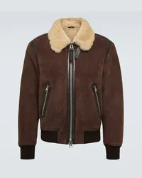 Tom Ford Giacca in pelle con shearling Marrone