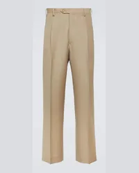 AURALEE Pantaloni a gamba larga in lana e mohair Beige