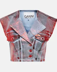 Ganni Gilet in denim metallizzato Rosso