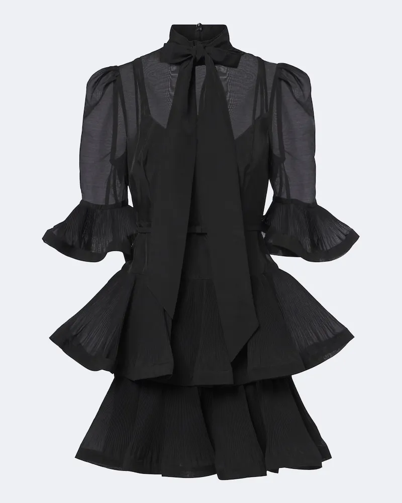 Zimmermann Abito corto plissé con laccetti Nero