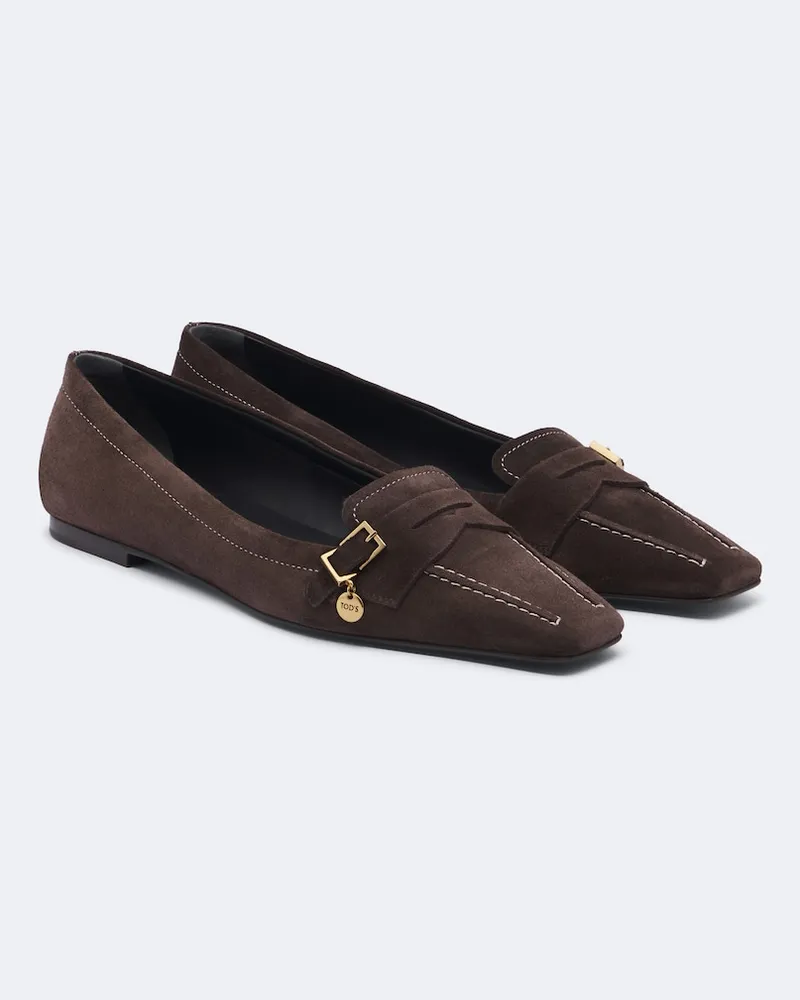 TOD'S Ballerine in suede Marrone