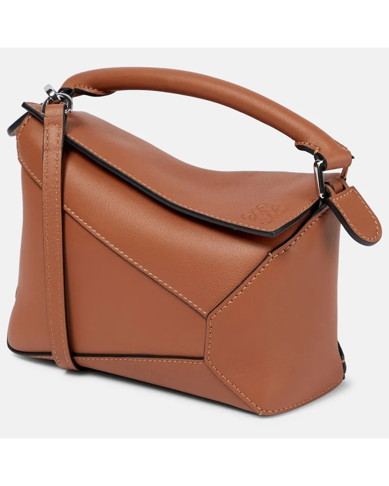 Loewe Borsa a spalla Puzzle Mini in pelle Marrone